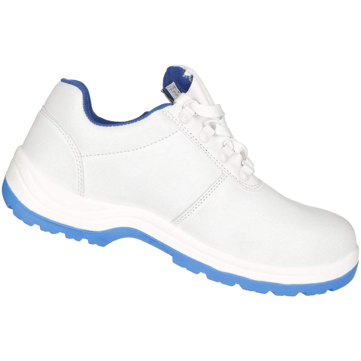 Sicherheitshalbschuh Schnürer S2 ESD, weiß/ Blaue Sohle