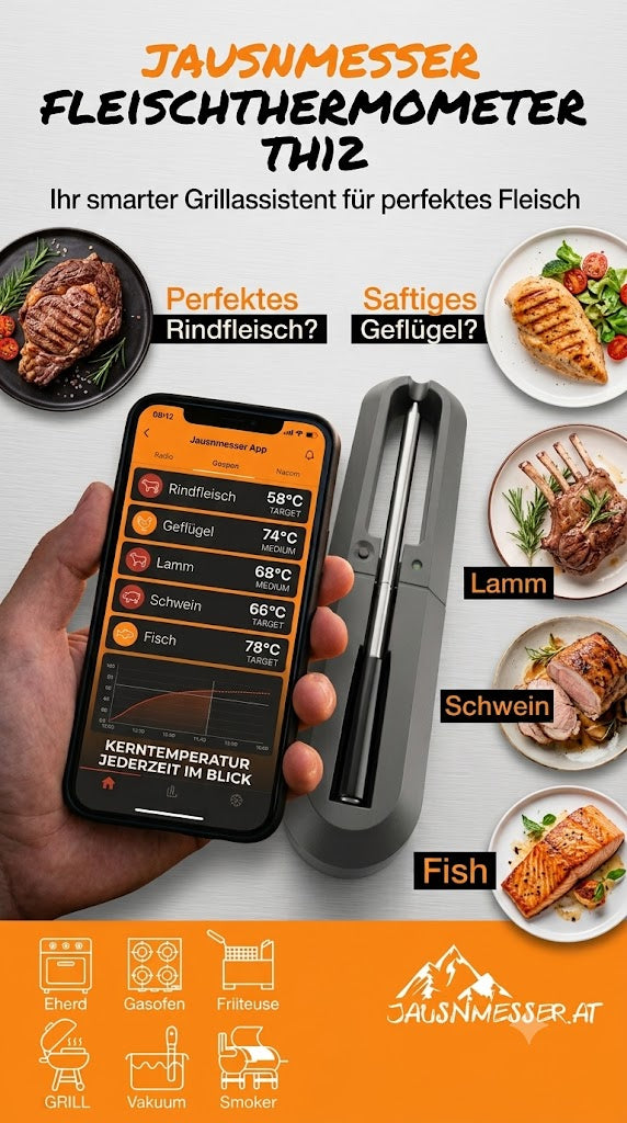Jausnmesser® Smart-Fleischthermometer TH12 – Kabellos inkl. App-Steuerung