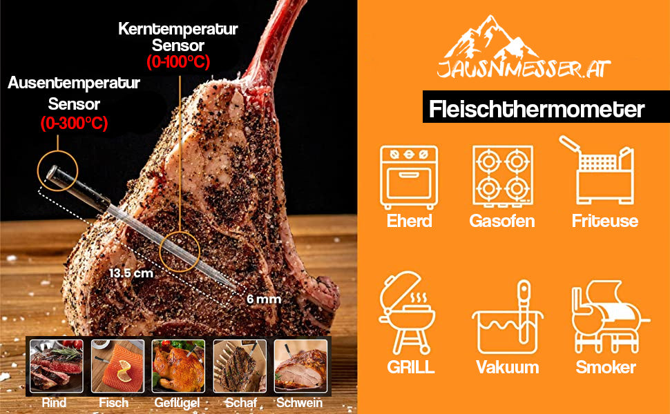 Jausnmesser Fleischthermometer inkl. App (IOS und Android) TH12